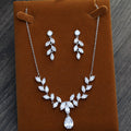 Korean Style Zircon Bride Necklace and Earring Set