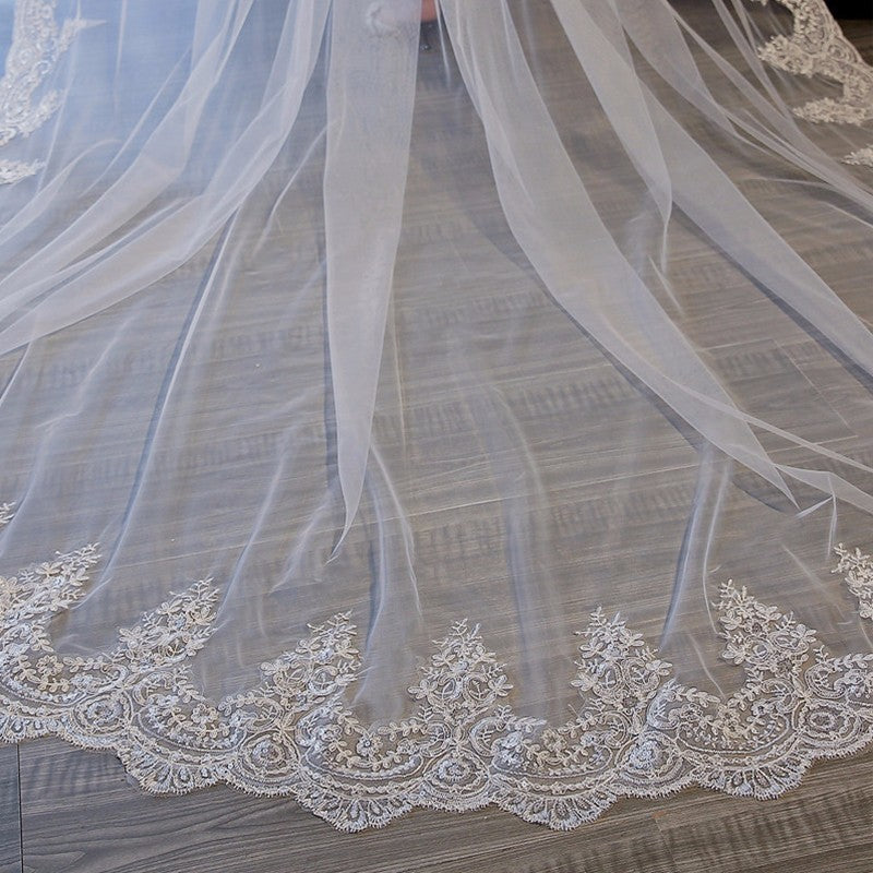 Long Veil with Comb for Bride Photography Accessories