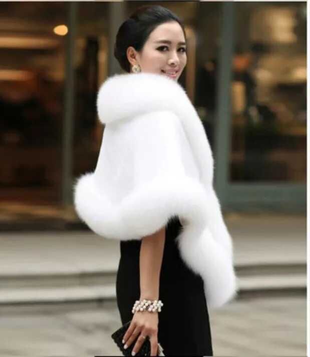 Bridal Faux Fur Shawl - Versatile Warm Coat Cape