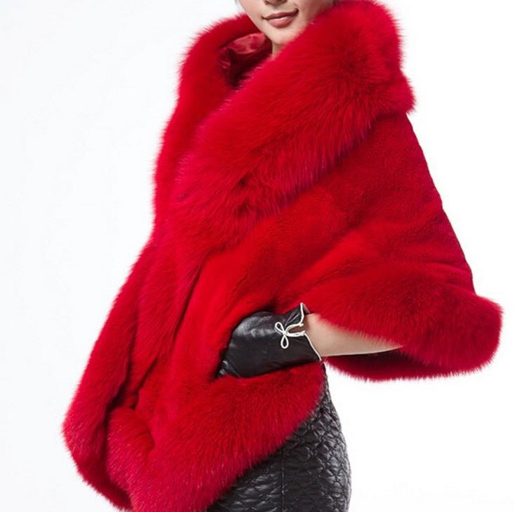 Bridal Faux Fur Shawl - Versatile Warm Coat Cape