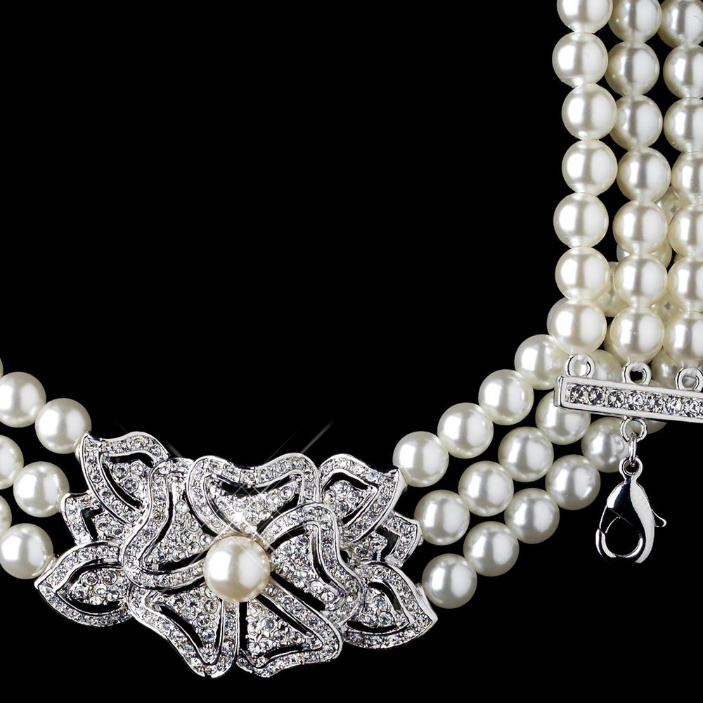 Elegant Western Bride Jewelry Set with Pearl & Rhinestones