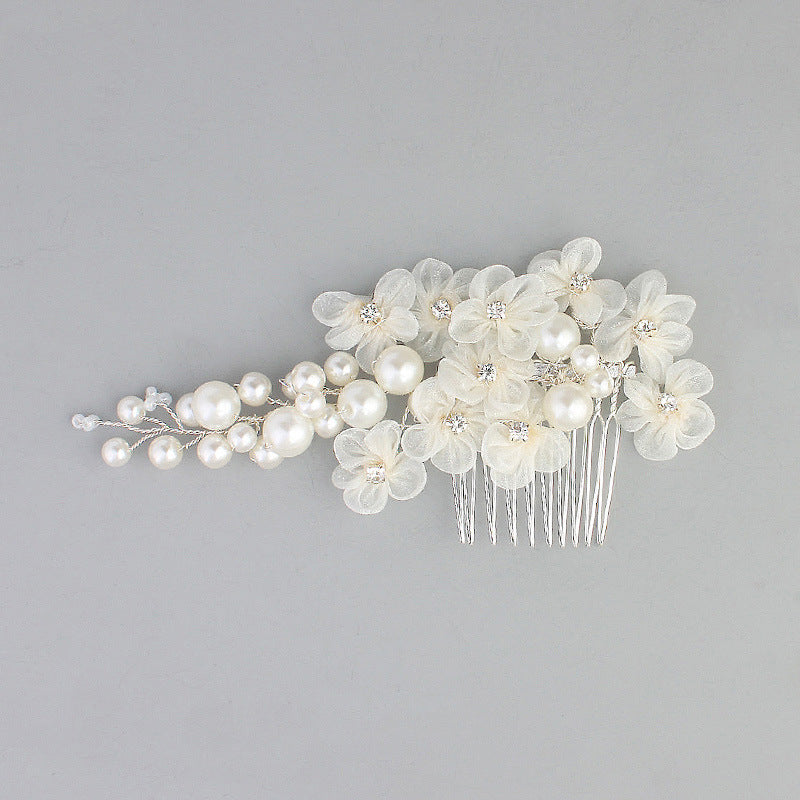 Handmade Bride Hair Comb with Pearl Flower Decoration