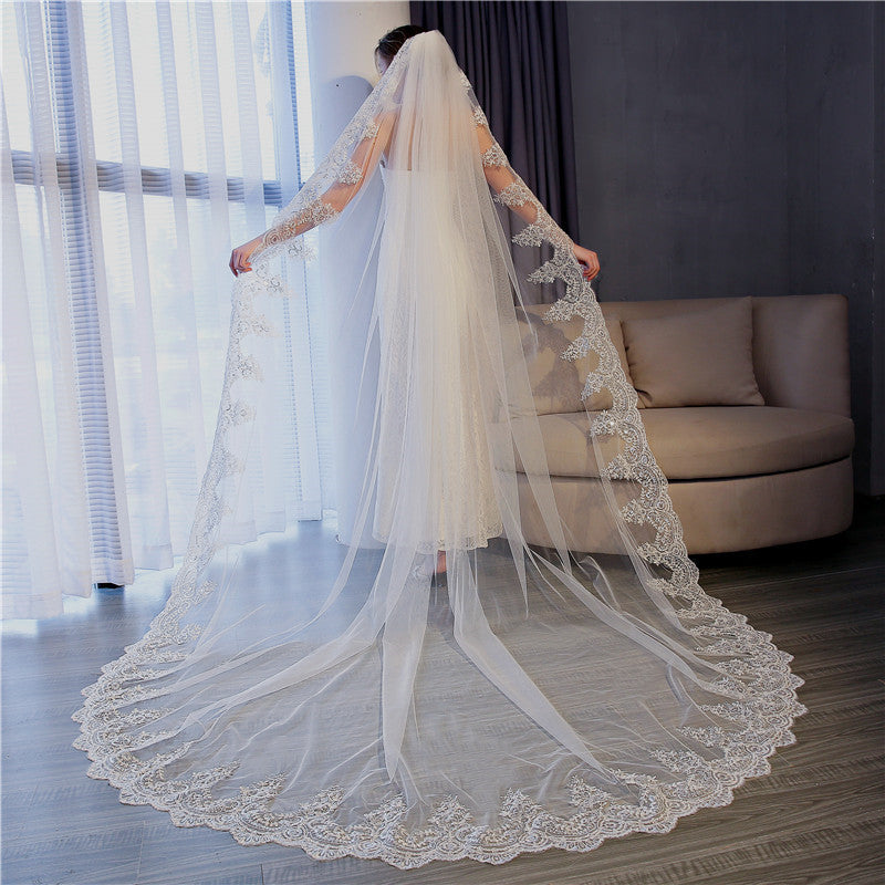 Long Veil with Comb for Bride Photography Accessories