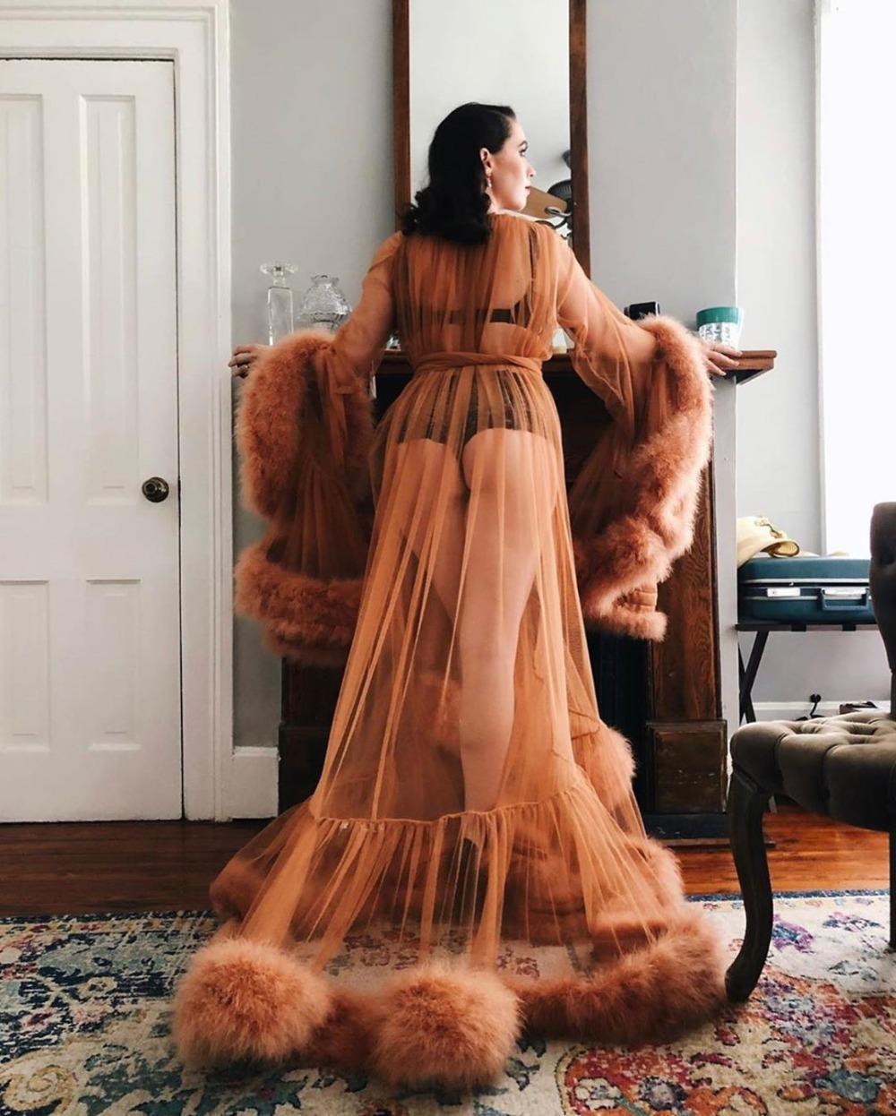 Luxury Bridal Morning Robe with Sheer Details
