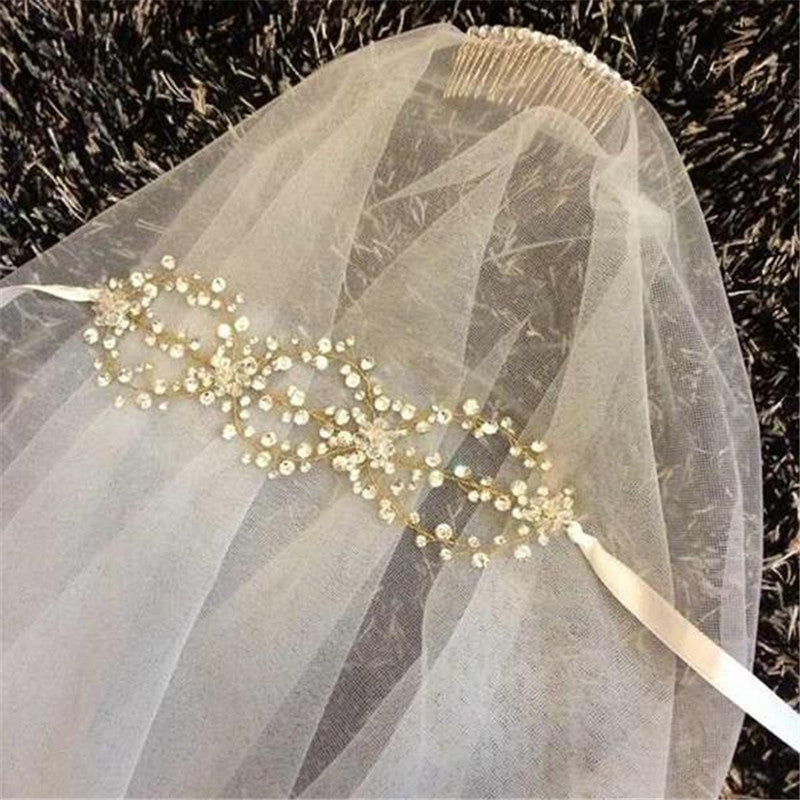 Bridal Crystal Headpiece with Veil and Comb Set