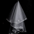 Short Two-Layer Bride Veil with Bow and Ruffles