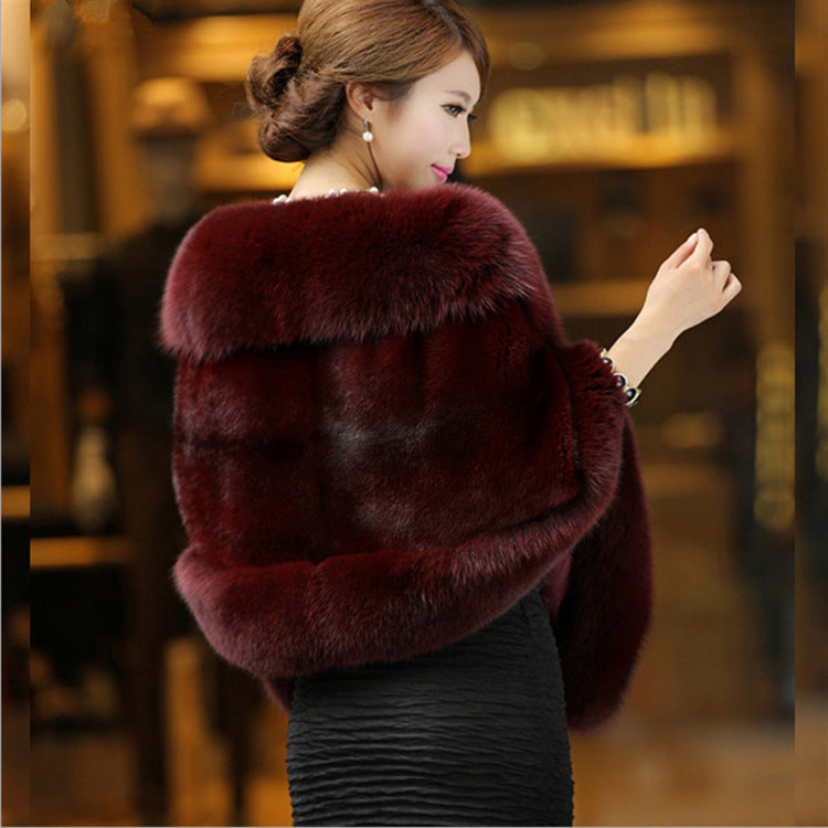 Bridal Faux Fur Shawl - Versatile Warm Coat Cape