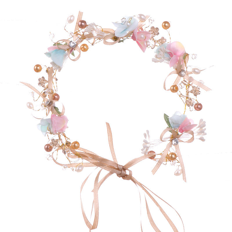 Floral Headband with Bow for Bride and Wedding Decor