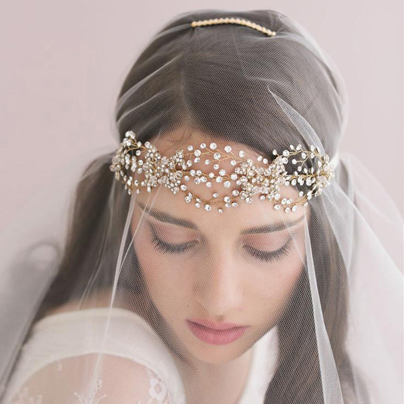 Bridal Crystal Headpiece with Veil and Comb Set