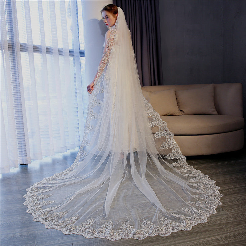 Long Veil with Comb for Bride Photography Accessories