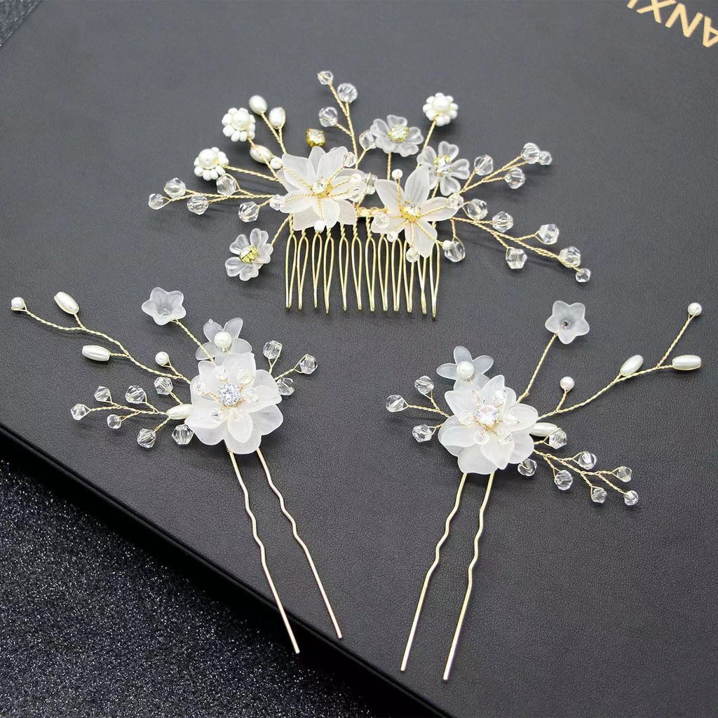 New Bride Headpiece with Lace, Pearl & Crystal Accents