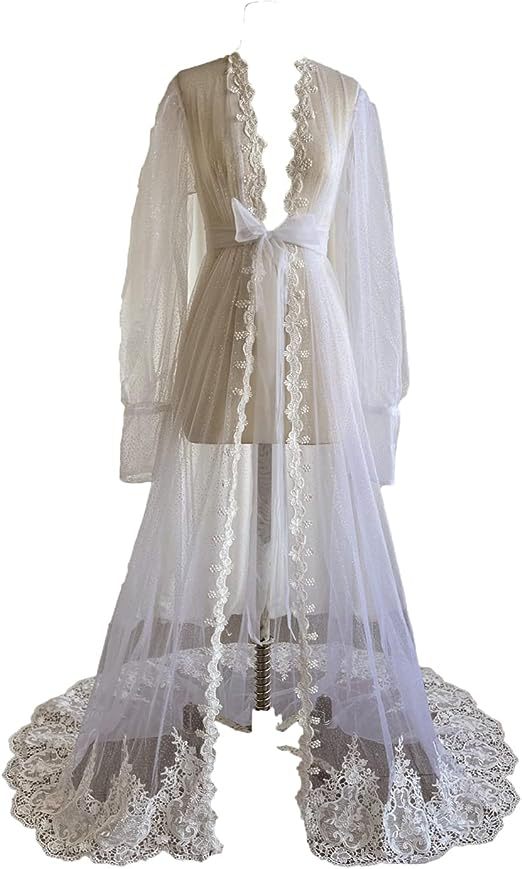 Lace Bridal Robe for Dreamy Wedding Photo Sessions