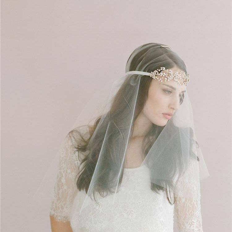 Bridal Crystal Headpiece with Veil and Comb Set