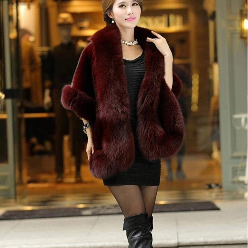 Bridal Faux Fur Shawl - Versatile Warm Coat Cape