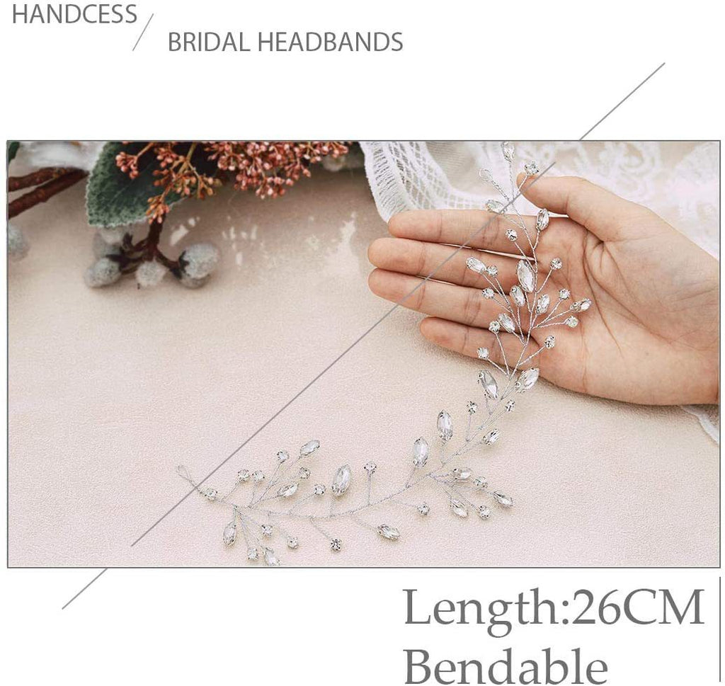 Amazon Bride Wedding Veil with Crystal Leaf Hairpiece