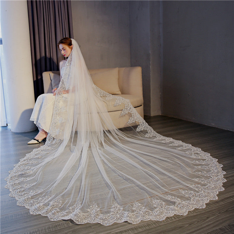 Long Veil with Comb for Bride Photography Accessories