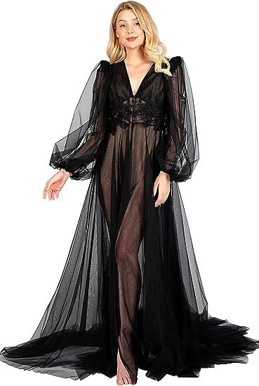 Women's Long Bride Robe for Dreamy Wedding Photos