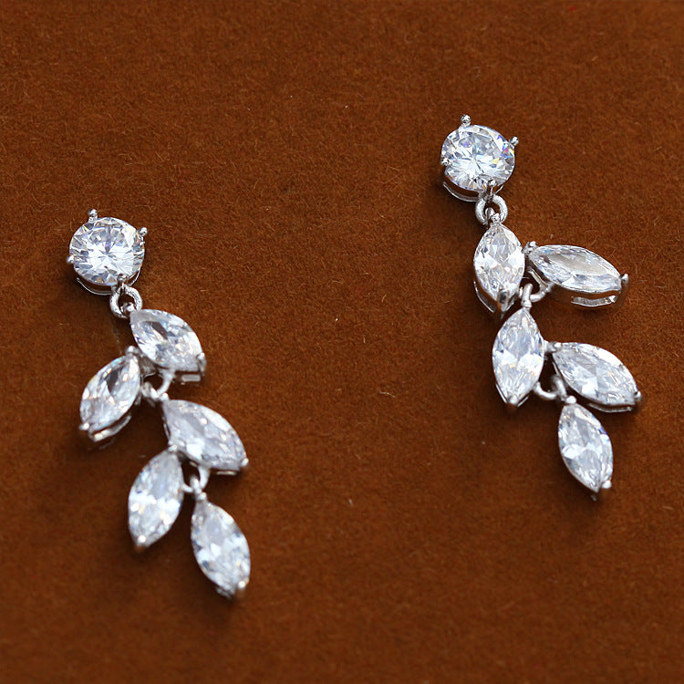 Korean Style Zircon Bride Necklace and Earring Set